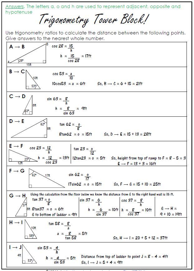 Sohcahtoa Word Problems Worksheet With Answers Pdf