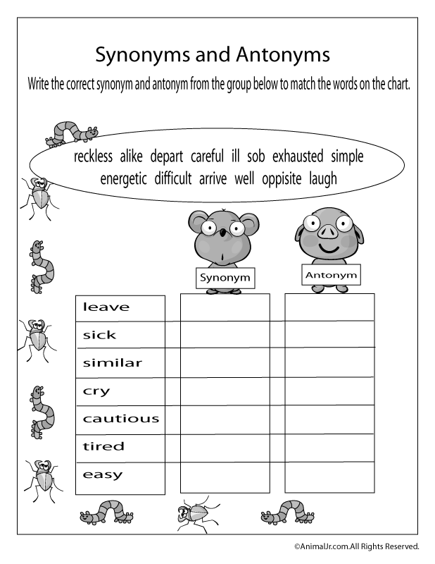 4th Grade Synonyms And Antonyms Worksheet