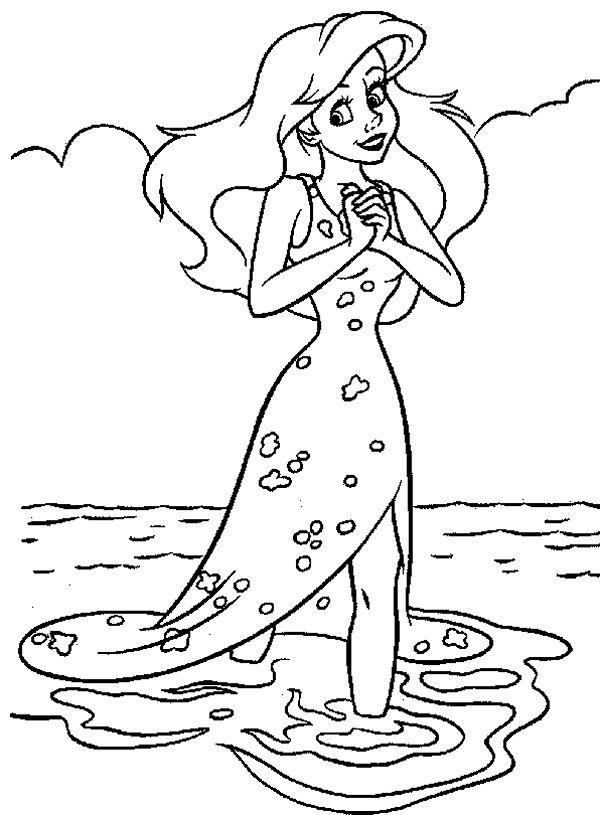 Princess Ariel Coloring Pages Disney Princess Drawing With Colour