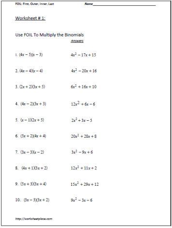 Factoring General Trinomials Worksheets With Answers