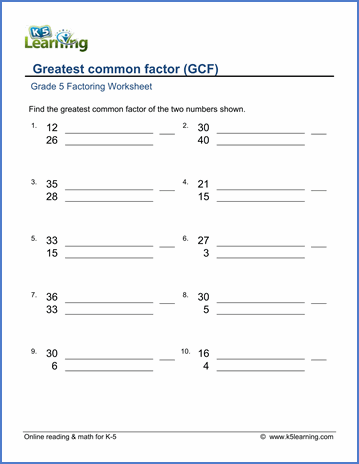 Factors And Multiples Worksheet For Grade 5 Pdf