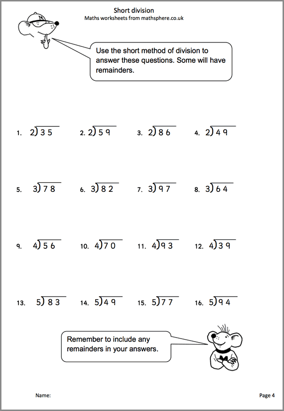 Division Questions For Class 4 Pdf
