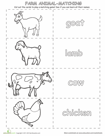 Printable Farm Animals Worksheets For Kindergarten