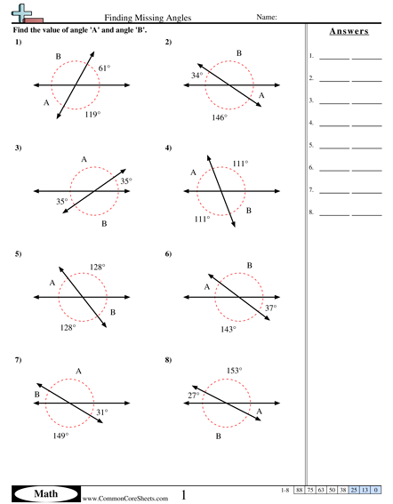 Pairs Of Angles Worksheet Answer Key