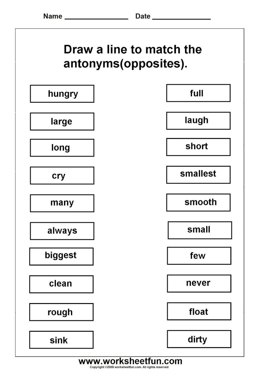 1st Grade Synonyms And Antonyms Worksheet