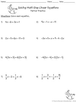 1.2 Solving Multi-step Equations Worksheet Answer Key