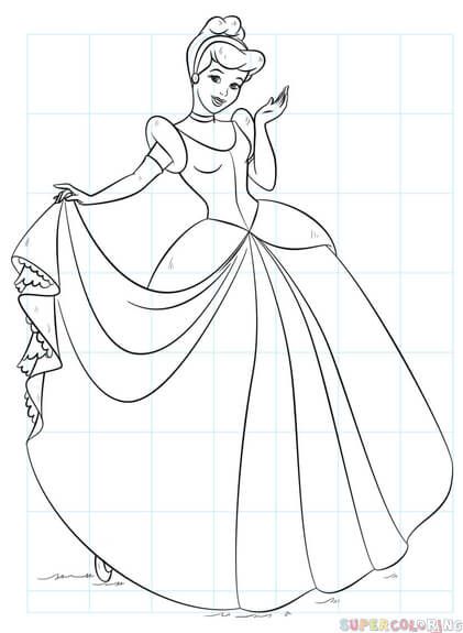 Pencil Coloring Page Cinderella Drawing