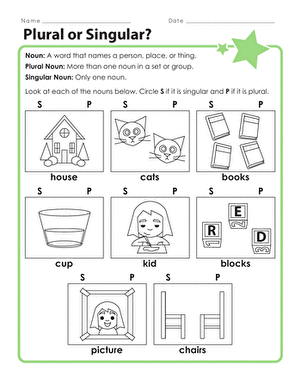Singular And Plural Nouns Worksheets For Kindergarten
