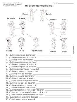 Printable Spanish Family Tree Worksheet