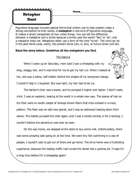 6th Grade Pdf Simile And Metaphor Worksheet