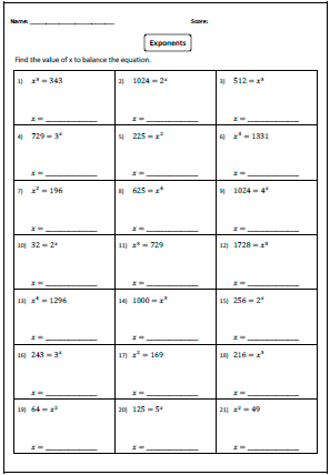 5th Grade Practice Exponents Worksheets