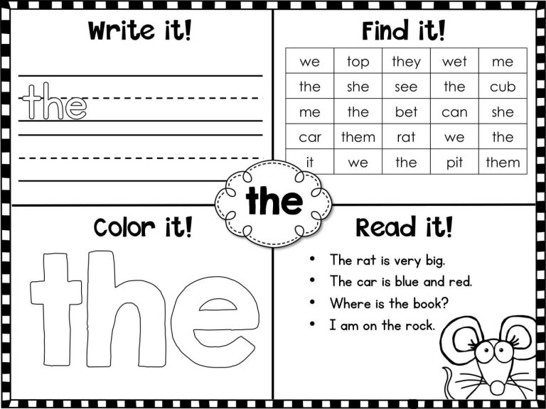 Free Printable Beginner Kindergarten Sight Words Worksheets