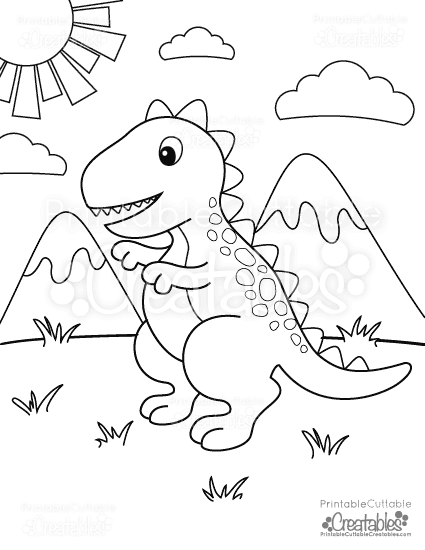 Preschool Cute Dinosaur Coloring Pages