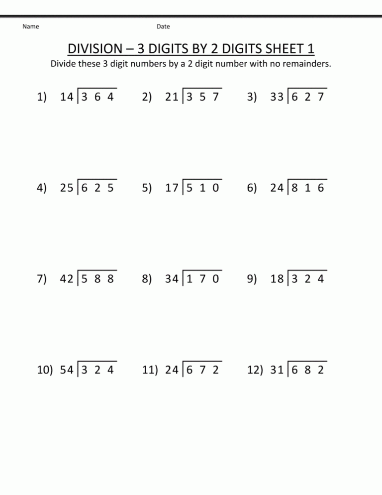Free Printable Grade 6 Math Worksheets