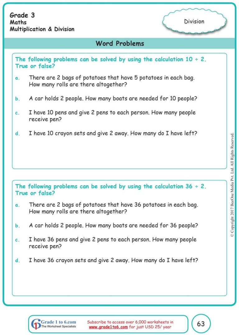 Multiplication And Division Word Problems Grade 4 Cbse