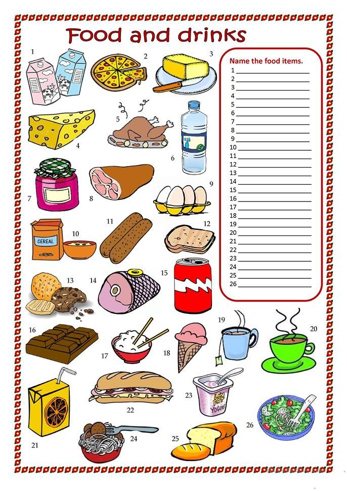 Food Vocabulary Worksheets For Kids