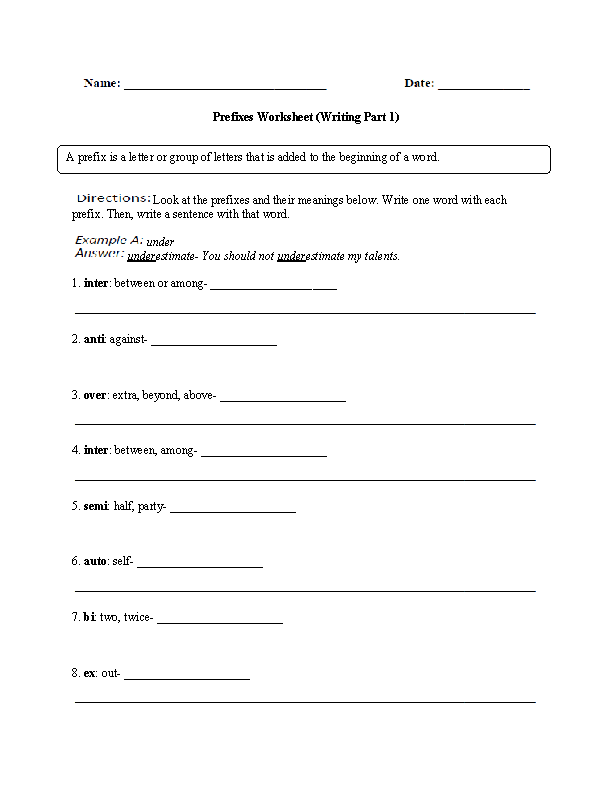 5th Grade Prefixes And Suffixes Worksheets Pdf