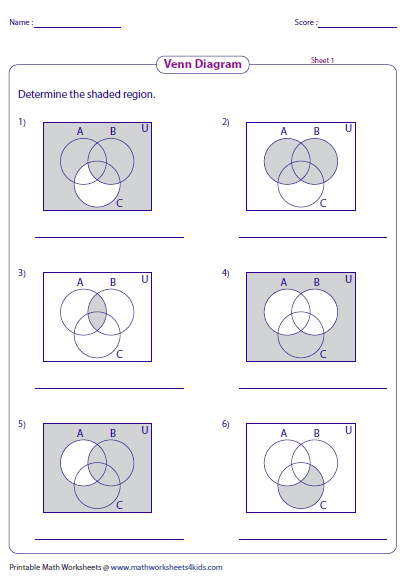 Printable Venn Diagram Worksheet With Answers Pdf