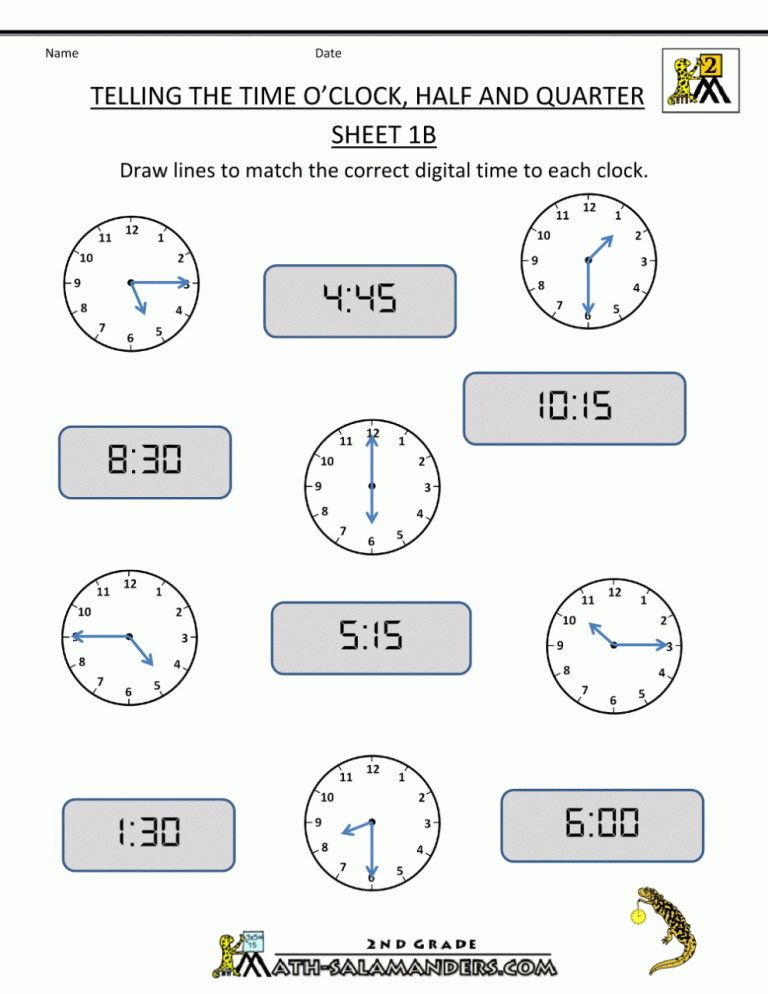 3rd Grade 4th Grade Clock Worksheets