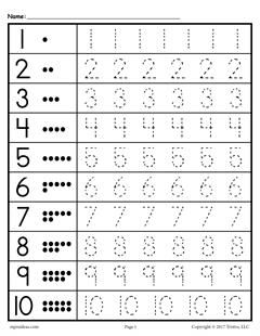 Number Tracing Worksheets 1-10 Free