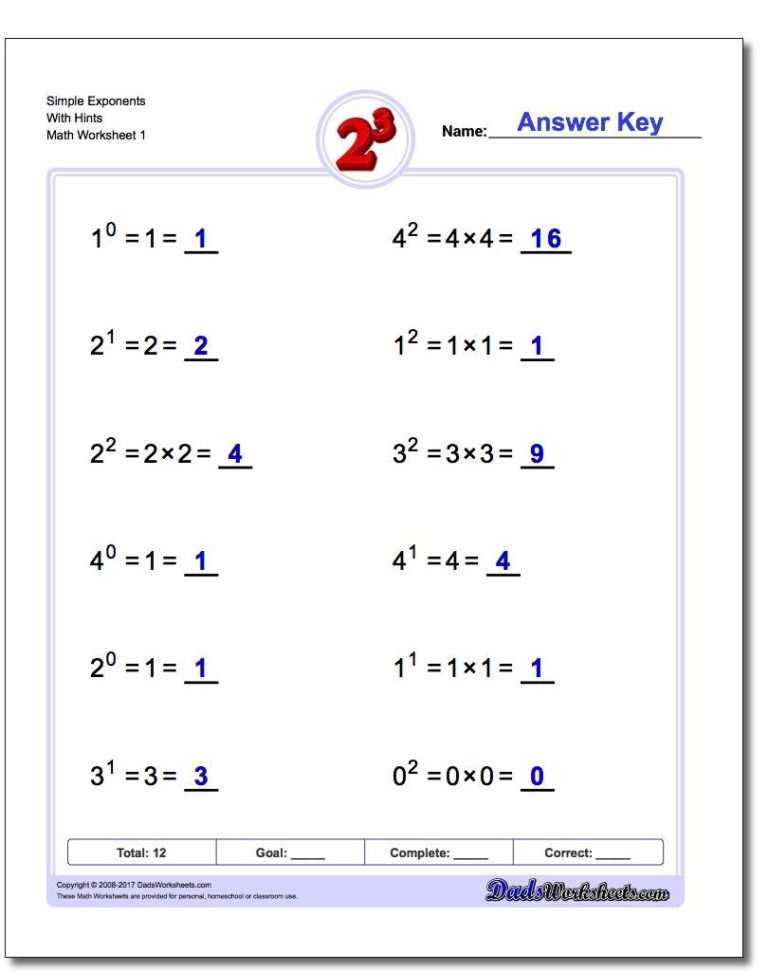 Grade 9 Exponents Worksheets Pdf
