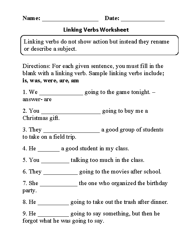 Printable Verbs Worksheets For Grade 3
