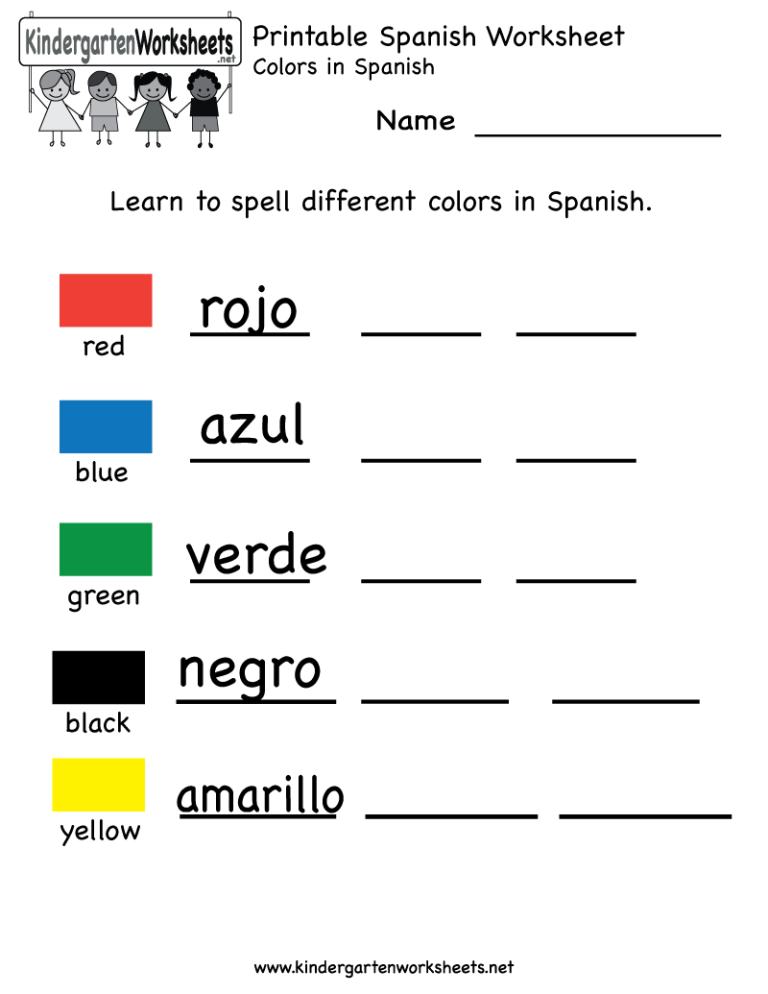 Free Printable Spanish Colors Worksheets