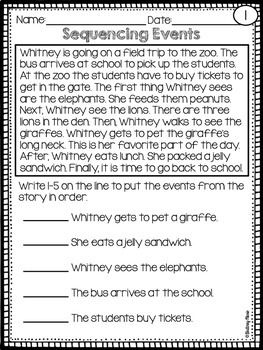 5th Grade Reading Sequencing Worksheets