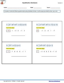 Algebra 2 Dividing Polynomials Worksheet Answers