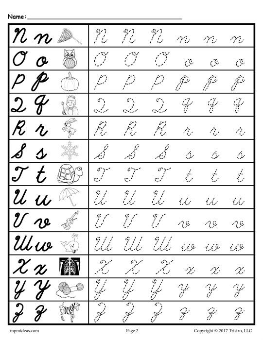 Printable Cursive Cursive Writing Practice Sheets Az