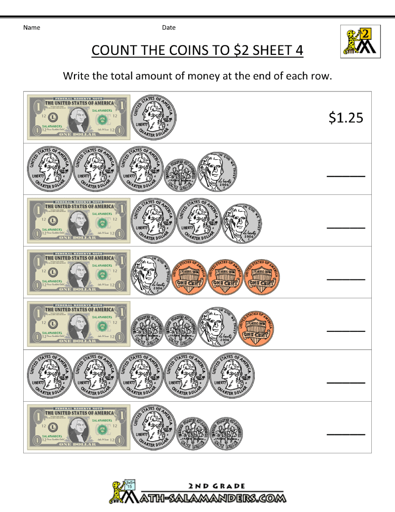 Free Printable Counting Money Worksheets 3rd Grade