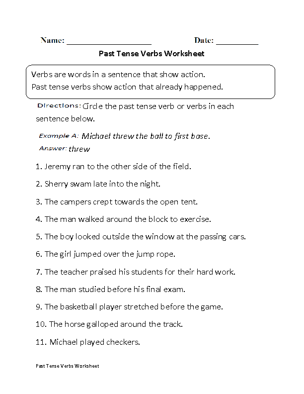 Verbs Worksheets For Grade 5 Pdf