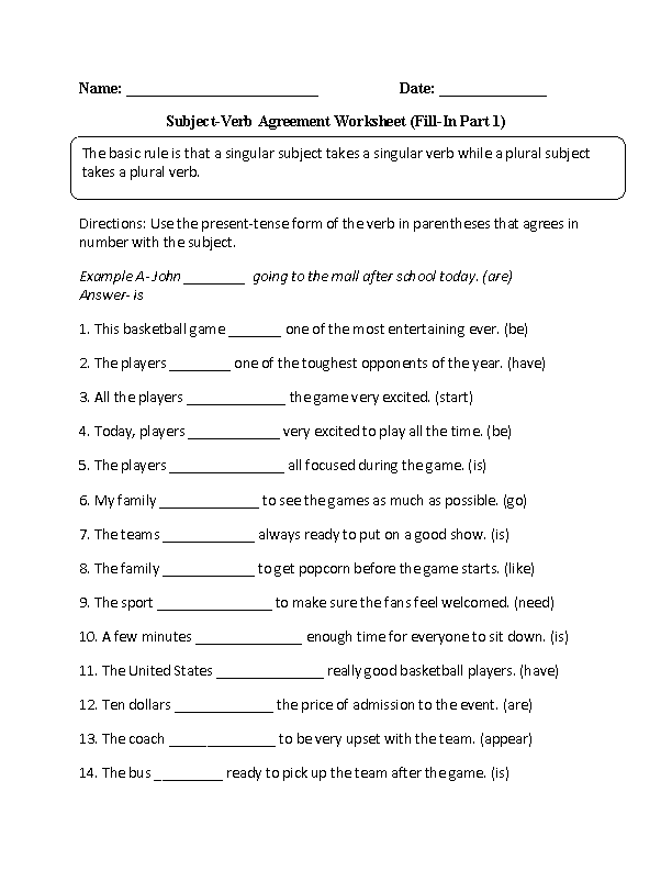 Singular And Plural Verbs Worksheets For Grade 2