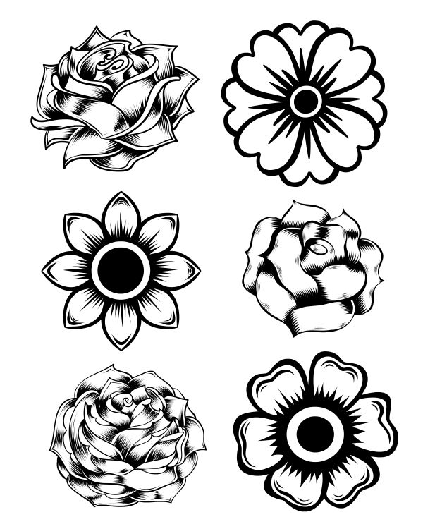 Sunflower Rose Flower Coloring Pages