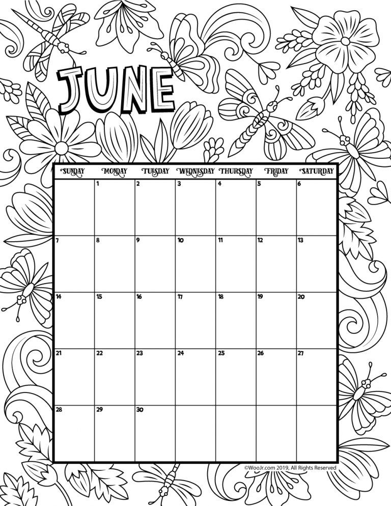 December 2020 Calendar Coloring Pages