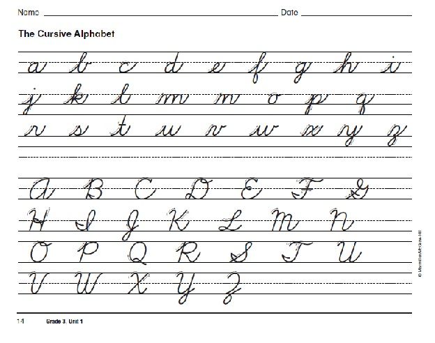 3rd Grade Cursive Writing Practice Sheets Az