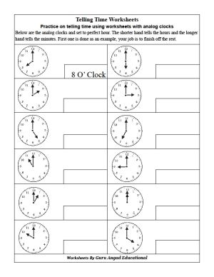 2nd Grade Analog Clock Worksheets