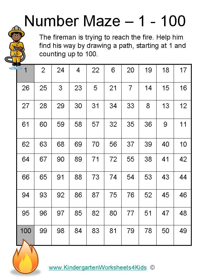 Counting 1 To 100 Worksheets For Kindergarten