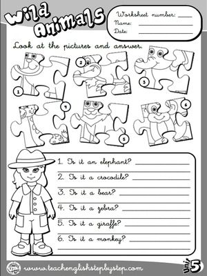 Wild Animals Worksheets For Grade 3