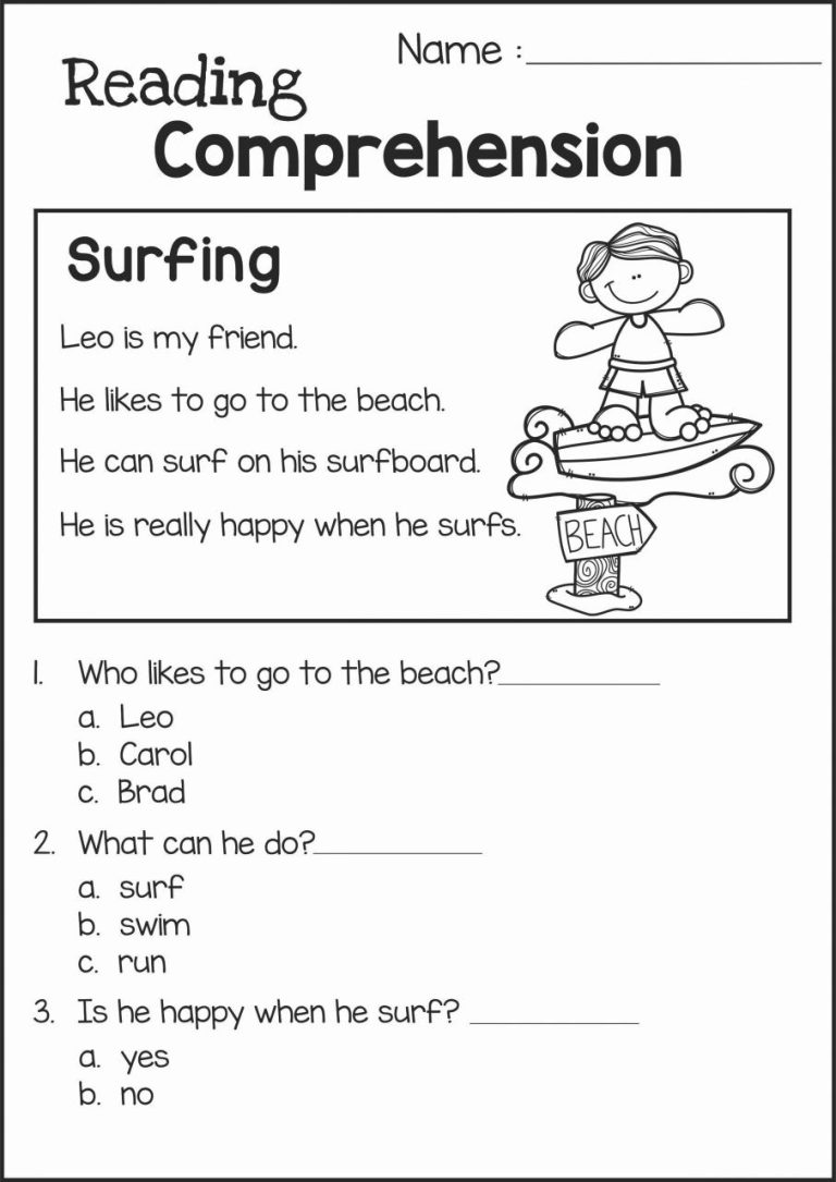 1st Grade Kindergarten Reading Worksheets Pdf