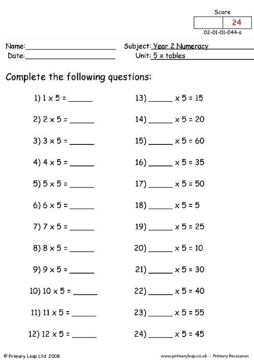 Printable Year 5 Maths Worksheets Uk