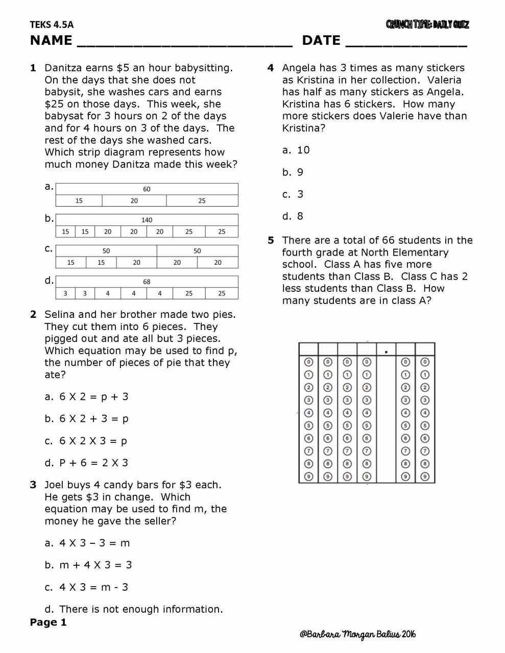 5th Grade Math Staar Practice Worksheets