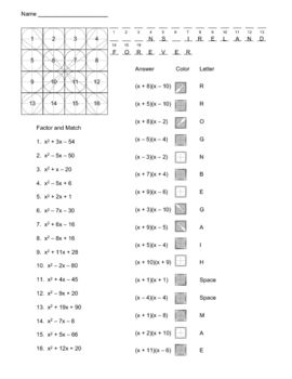 Factoring Quadratic Expressions Worksheet Pdf
