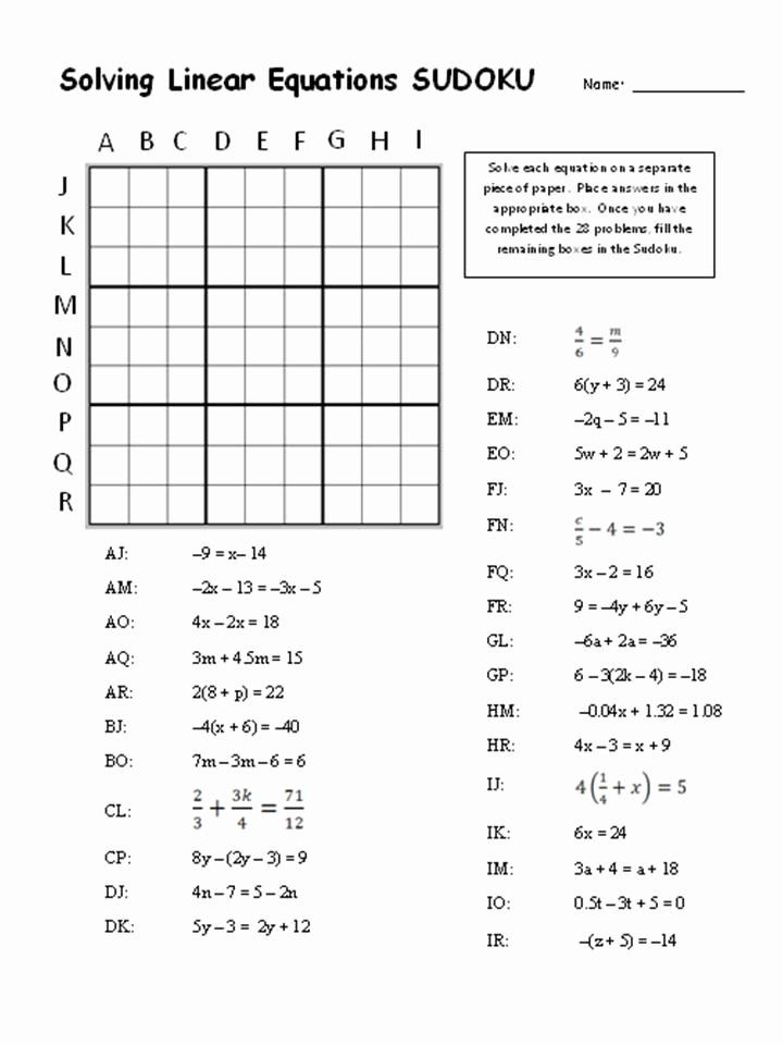 Solving Linear Equations Worksheet Pdf With Answers