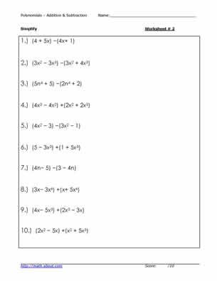 Grade 8 Multiplication Of Polynomials Worksheet