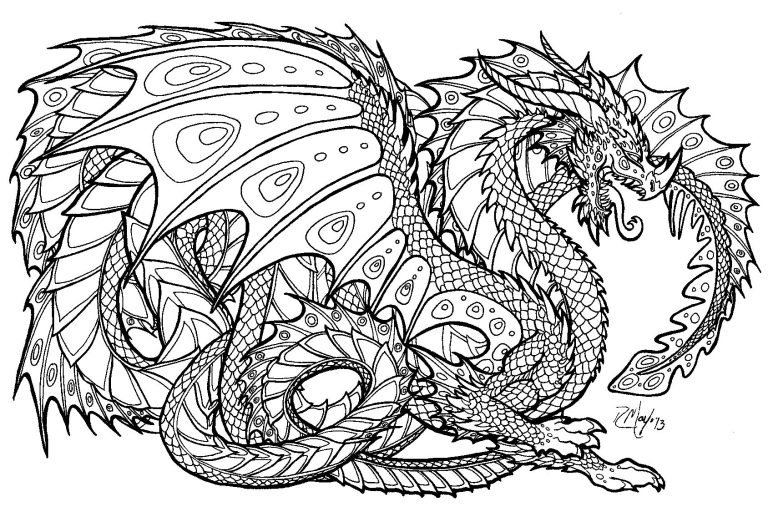 Realistic Chinese Dragon Coloring Pages