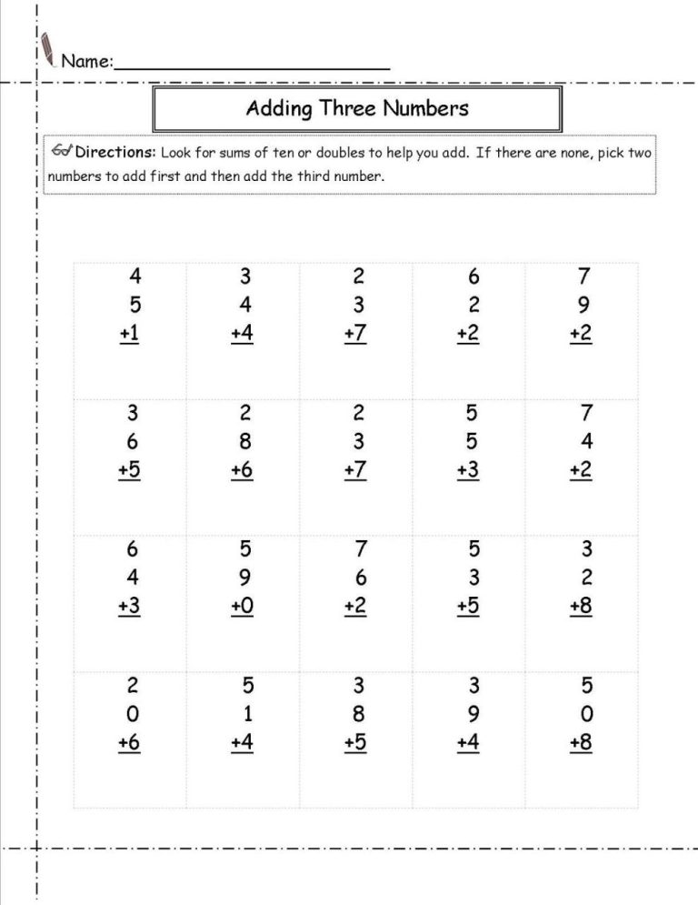 Easy Simple Addition Worksheets For Grade 1