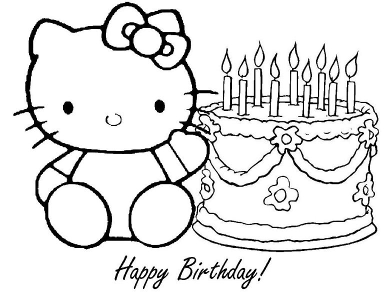 Happy Birthday Hello Kitty Pictures To Color