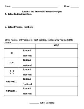 Rational And Irrational Numbers Worksheet Pdf Kuta