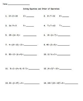 5th Grade Simplifying Numerical Expressions Worksheet